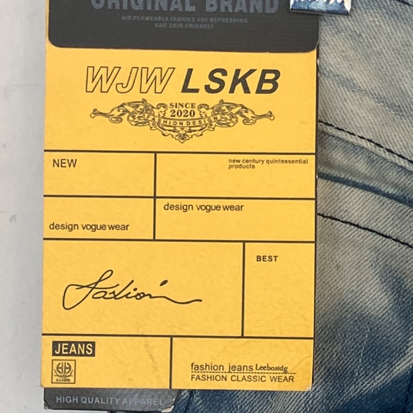 Denim splice streetwear patchwork skinny unisex jeans - Picture 5 of 9